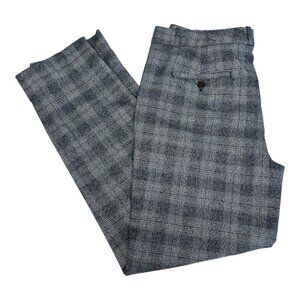 Banana Republic Women Avery Pant~Size Tag Missing~Black Plaid Soft Classic L1 01